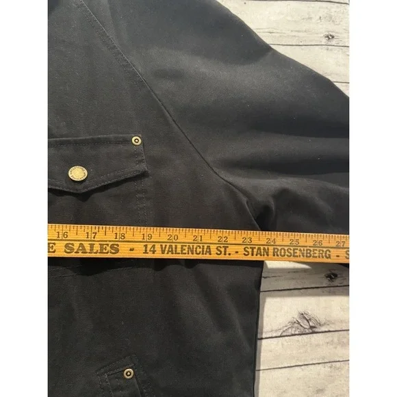 Pendleton Dry Goods Chore Jacket L Black Canvas Fleece Blanket Lined Insulated - Picture 12 of 16